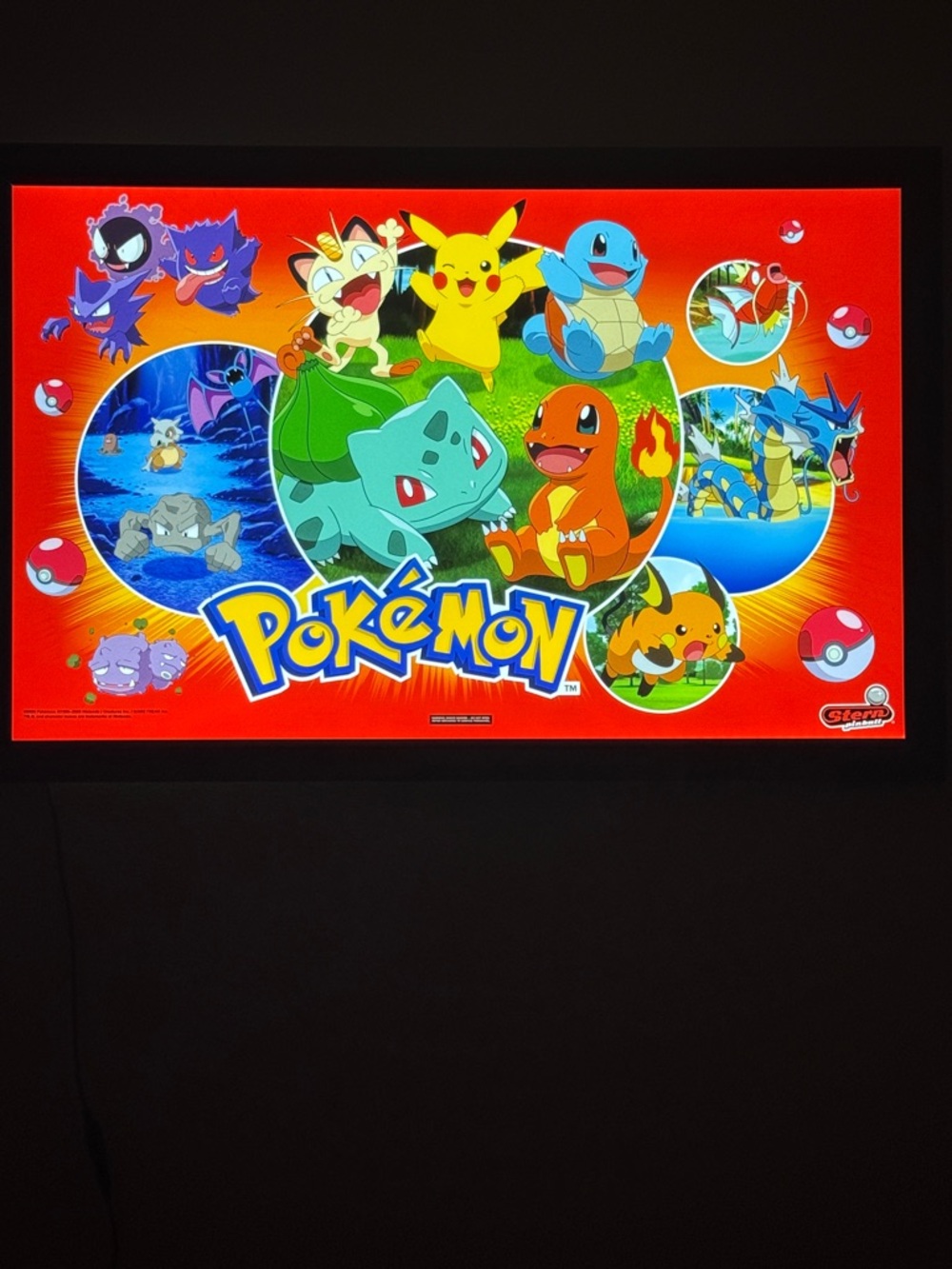 Official Stern Pokemon Pinball Translite with frame